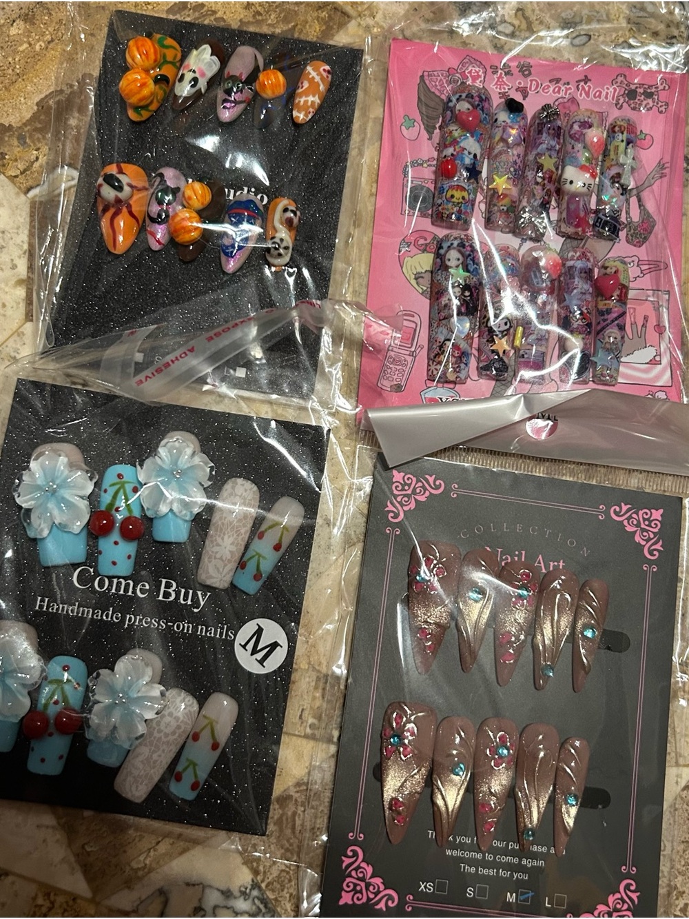 Kids Press-On Nail Set - Blue & Pink Assortment